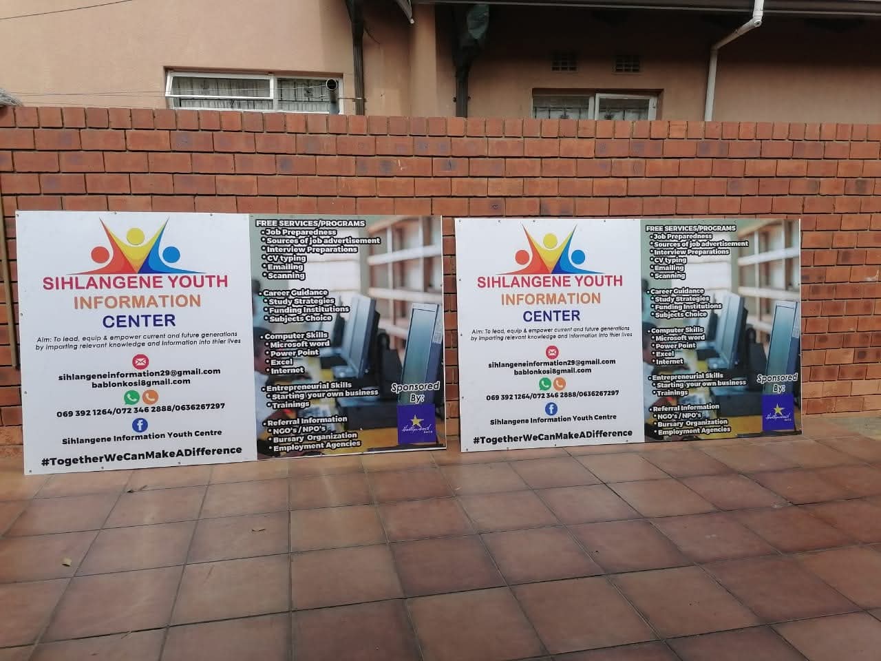 Printed information display boards for Sihlangene Youth Information Center