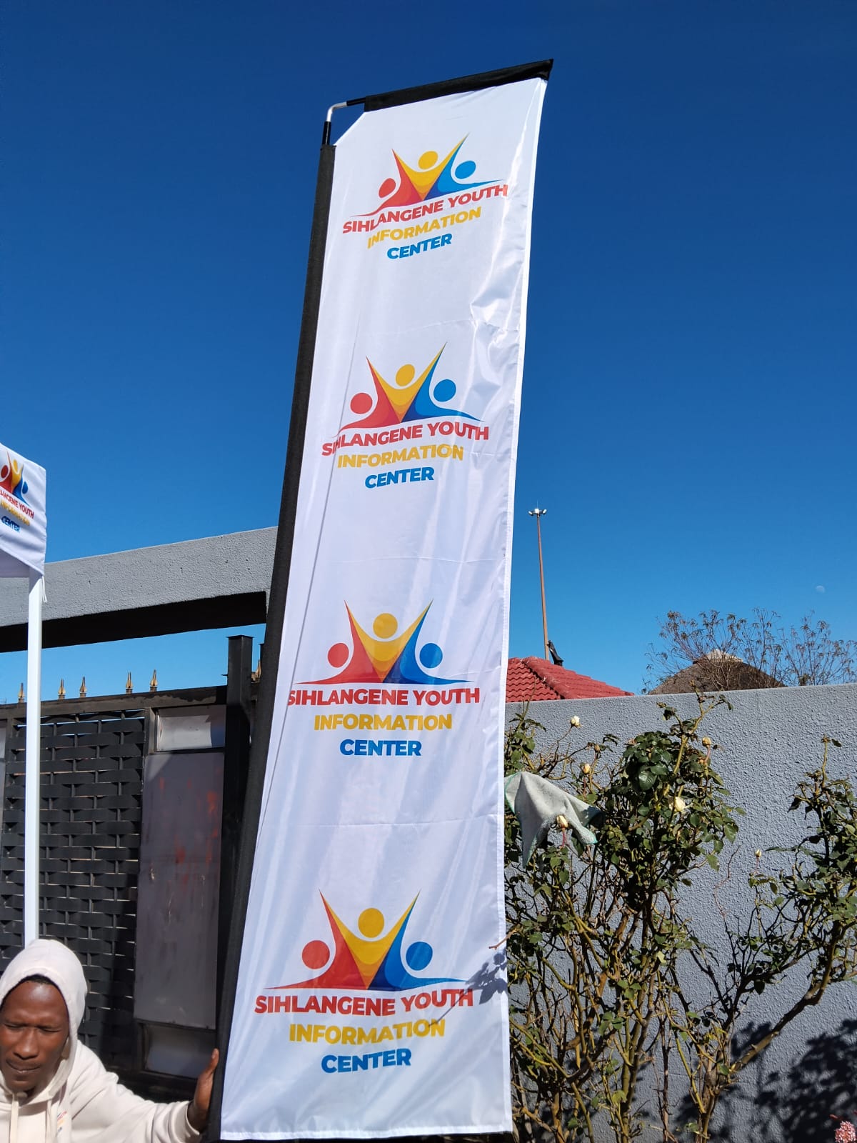 Custom flag banner for Sihlangene Youth Information Center